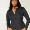 Lace Inset Button-Through Shirt