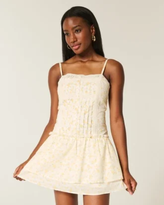 Lace Trim Mini Dress