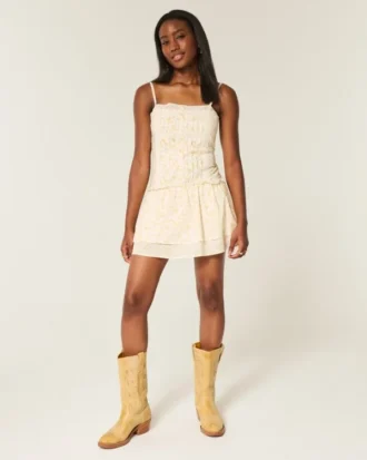 Lace Trim Mini Dress