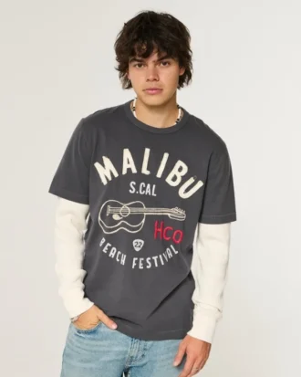 Layered Long-Sleeve Logo Graphic Tee