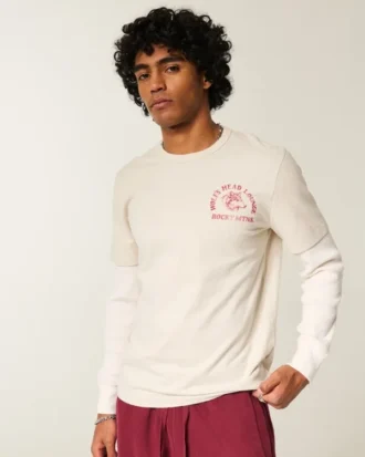 Layered Long-Sleeve Wolf’s Head Lounge Graphic Tee