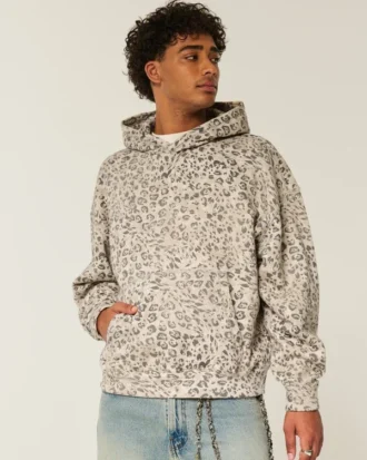 Leopard Print Baggy Cinch Hoodie Leopard Print Baggy Cinch Hoodie