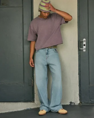 Light Wash Astronaut Graphic Super Baggy Jeans