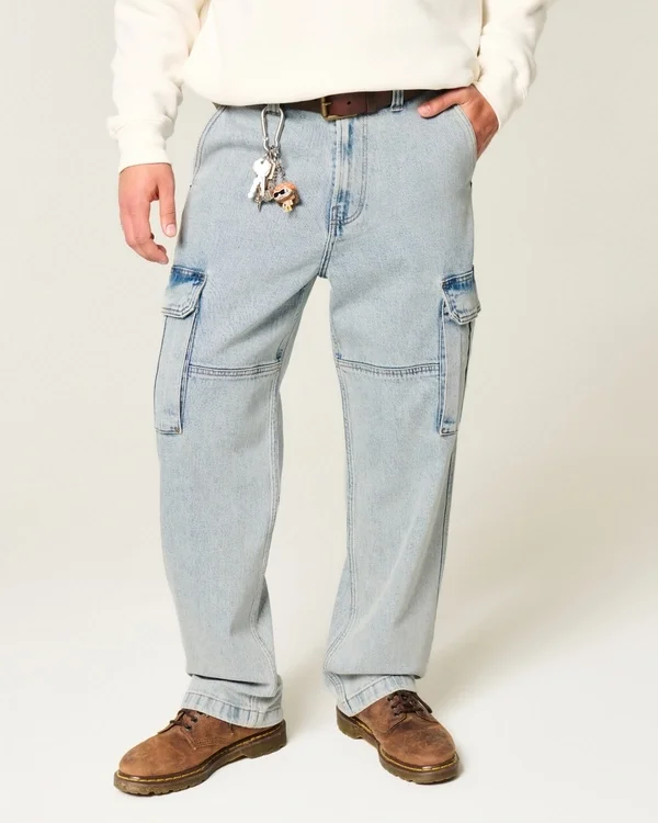 Light Wash Baggy Cargo Jeans Light Wash Baggy Cargo Jeans