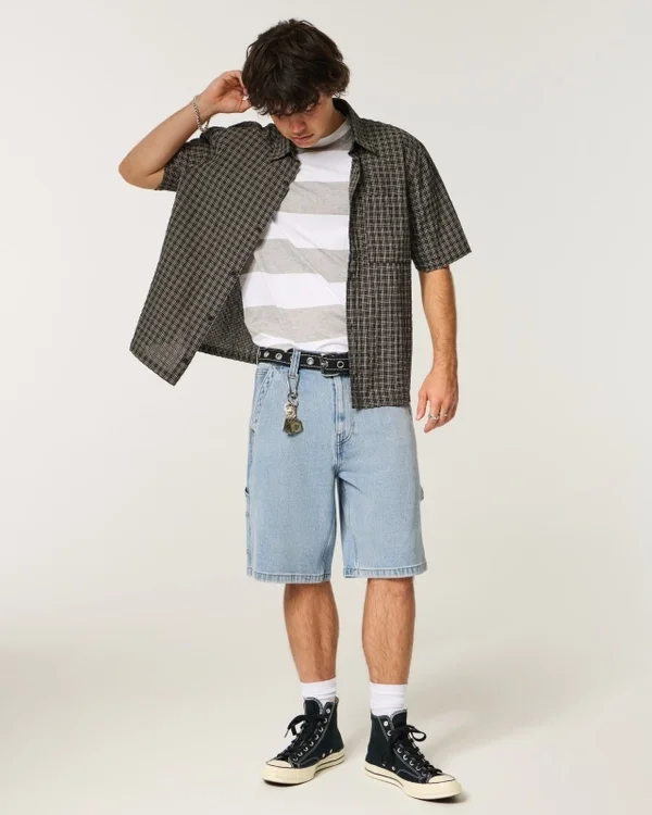 Light Wash Baggy Denim Painter Shorts Light Wash Baggy Denim Painter Shorts