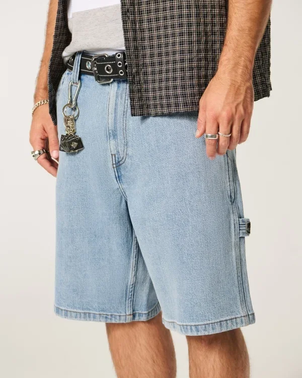 Light Wash Baggy Denim Painter Shorts Light Wash Baggy Denim Painter Shorts
