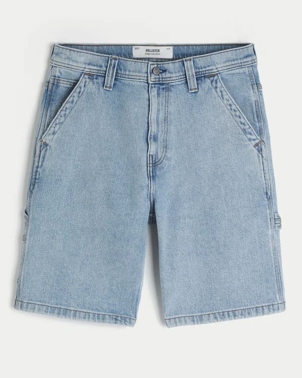 Light Wash Baggy Denim Painter Shorts Light Wash Baggy Denim Painter Shorts