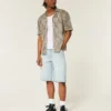 Light Wash Dice Graphic Super Baggy Denim Shorts
