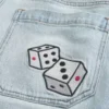 Light Wash Dice Graphic Super Baggy Denim Shorts