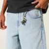 Light Wash Embellished Super Baggy Denim Shorts Light Wash Embellished Super Baggy Denim Shorts