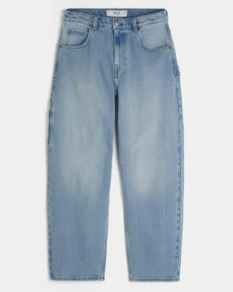 Light Wash Embroidered Back Pocket Skater Baggy Painter Jeans Light Wash Embroidered Back Pocket Skater Baggy Painter Jeans