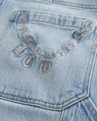 Light Wash Embroidered Back Pocket Skater Baggy Painter Jeans Light Wash Embroidered Back Pocket Skater Baggy Painter Jeans