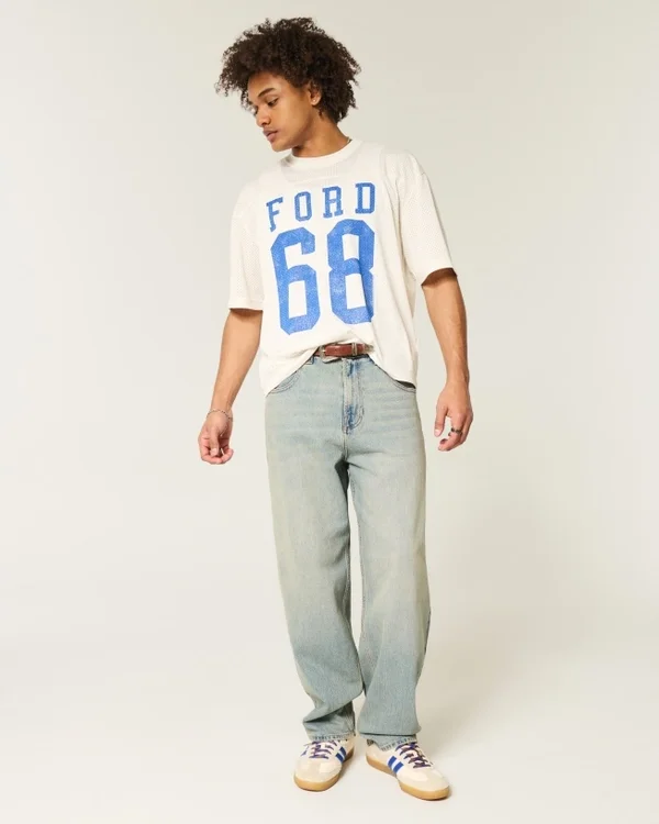 Light Wash Embroidered Dice Skater Baggy Jeans Light Wash Embroidered Dice Skater Baggy Jeans