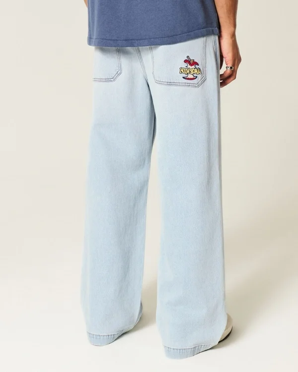 Light Wash New York Graphic Super Baggy Jeans Light Wash New York Graphic Super Baggy Jeans