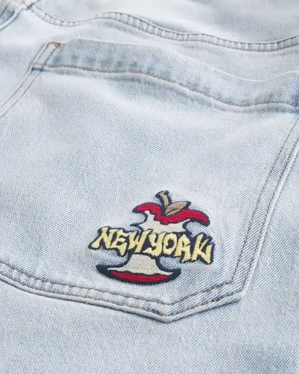 Light Wash New York Graphic Super Baggy Jeans Light Wash New York Graphic Super Baggy Jeans