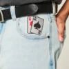 Light Wash Playing Card Graphic Skater Baggy Jeans