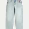 Light Wash Playing Card Graphic Skater Baggy Jeans