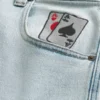 Light Wash Playing Card Graphic Skater Baggy Jeans