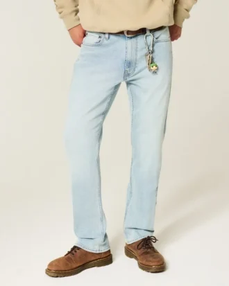 Light Wash Slim Straight Jeans