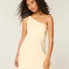 Linen-Blend Asymmetrical Mini Dress