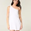 Linen-Blend Asymmetrical Mini Dress