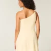 Linen-Blend Asymmetrical Mini Dress