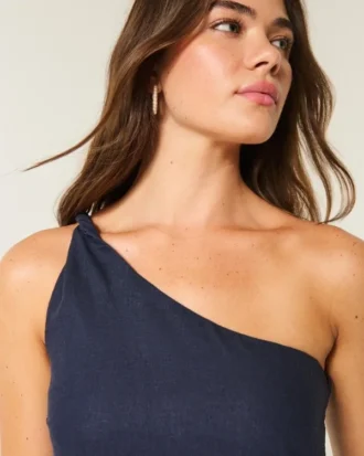 Linen-Blend Asymmetrical Mini Dress Linen-Blend Asymmetrical Mini Dress