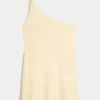 Linen-Blend Asymmetrical Mini Dress