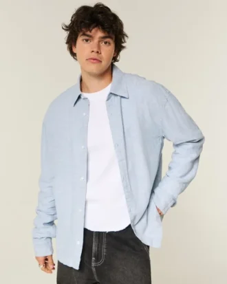 Linen-Blend Button-Through Shirt