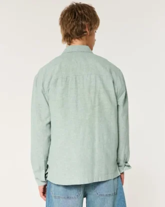 Linen-Blend Button-Through Shirt
