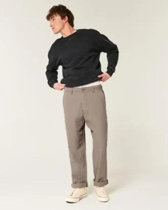 Linen-Blend Flex Waist Baggy Pants