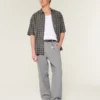 Linen-Blend Flex Waist Baggy Pants