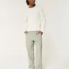 Linen-Blend Flex-Waist Baggy Pants