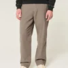 Linen-Blend Flex Waist Baggy Pants