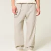 Linen-Blend Flex Waist Baggy Pants