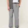 Linen-Blend Flex Waist Baggy Pants