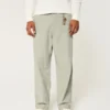 Linen-Blend Flex-Waist Baggy Pants