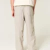 Linen-Blend Flex Waist Baggy Pants