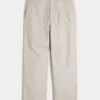 Linen-Blend Flex Waist Baggy Pants