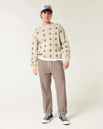 Linen-Blend Loose Pull-On Pants