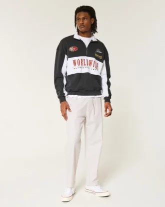 Linen-Blend Loose Pull-On Pants