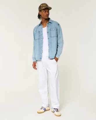 Linen-Blend Loose Pull-On Pants