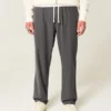 Linen-Blend Loose Pull-On Pants
