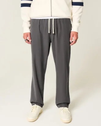 Linen-Blend Loose Pull-On Pants