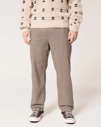 Linen-Blend Loose Pull-On Pants