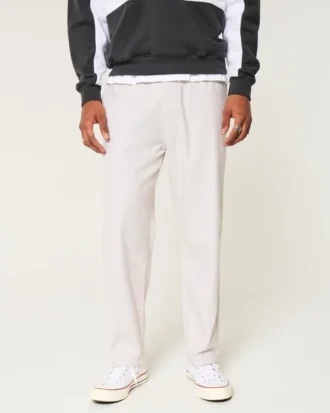 Linen-Blend Loose Pull-On Pants