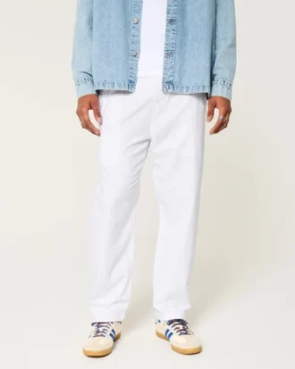 Linen-Blend Loose Pull-On Pants