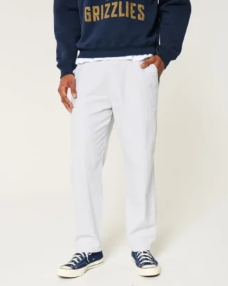 Linen-Blend Loose Pull-On Pants