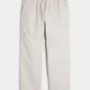 Linen-Blend Loose Pull-On Pants