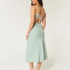 Linen-Blend Open-Back Slip Midi Dress Linen-Blend Open-Back Slip Midi Dress